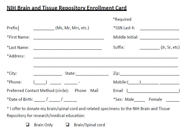 NIH preview image of enrollment form