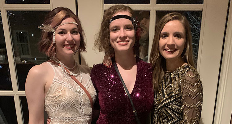 Three of our residents at the Gatsby-themed Pediatrics Holiday Party