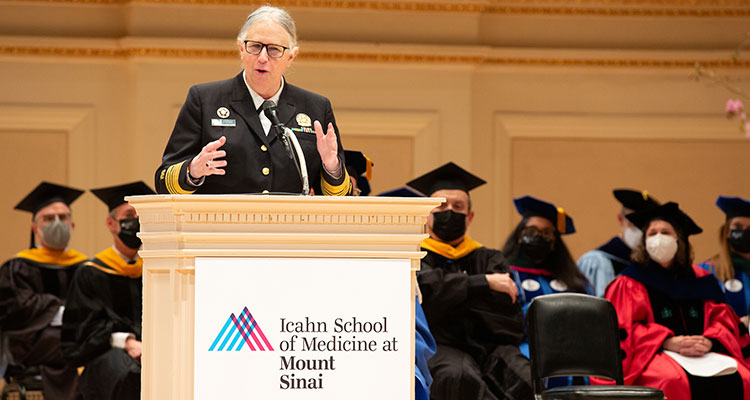 Admiral Rachel L. Levine, MD at podium during commencement ceremony