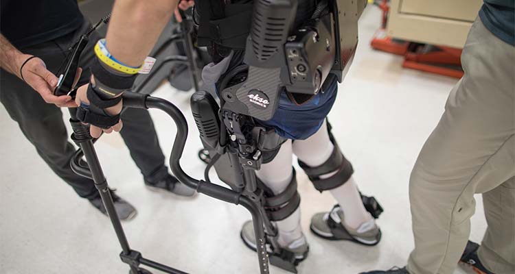 Patient using exoskeleton